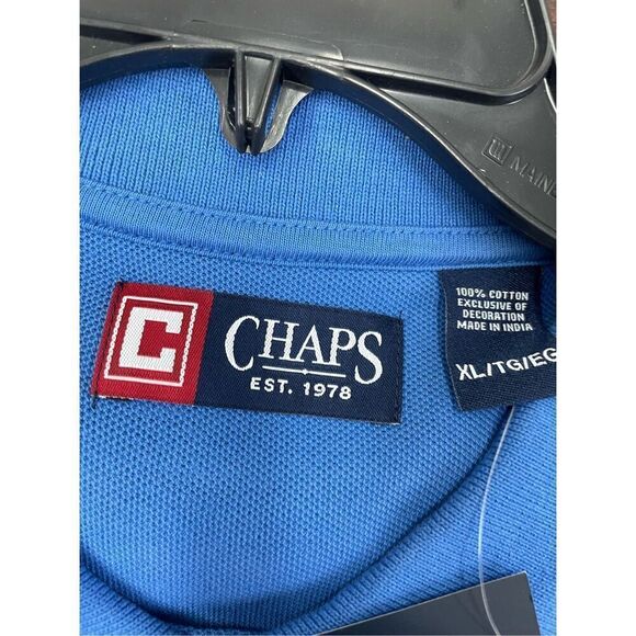 NWT Chaps Men’s Blue Collared Polo Short Sleeve Shirt Size X-Large - Picture 4 of 7